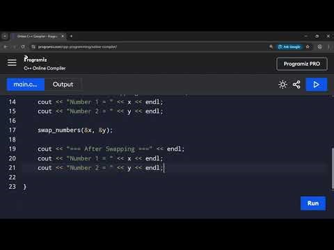 Swap numbers using Pointers in C++