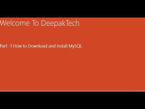 Part 1 How to download and install MySQL