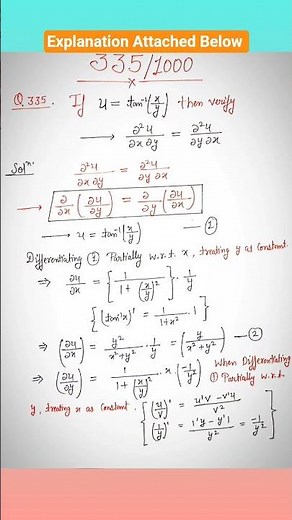 335/1000 |Partial Differentiation of tan^(-1)(x/y) | Engineering Mathematics | Step-by-Step Solution