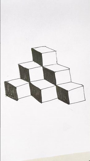 How to Draw 3D Square Boxes | Easy 3D Cube Drawing Trick #shorts