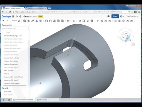 Modeling a Cylindrical Locking Slot with Onshape