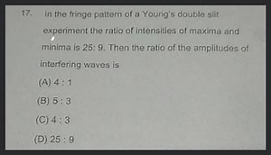 In the fringe pattern of a Young's double slit experiment the r... | Filo