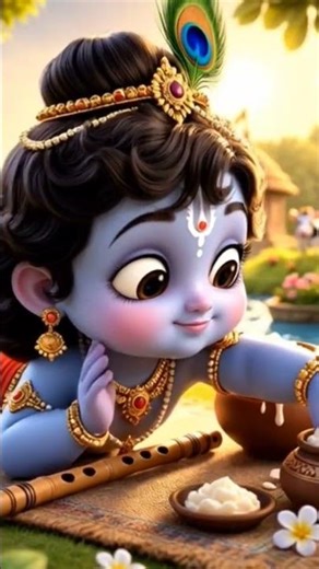 Playful baby Krishna in a golden field #ai#cute#shorts