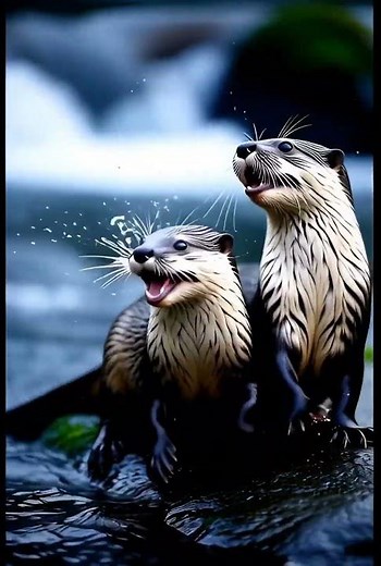 Baby Otter Playing in River... Cute Moment with Mom #animalrescue #wildlife #wildliferescue