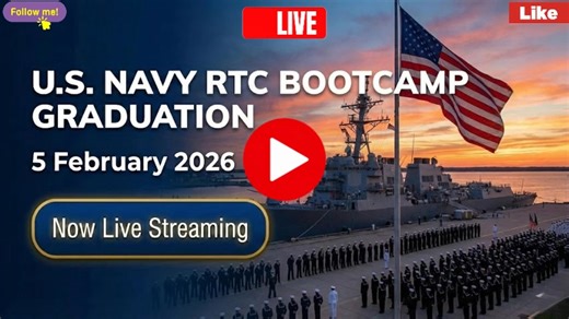 🇺🇸 LIVE STREAM — U.S. NAVY RTC GRADUATION | TG-9 ⚓🇺🇸 Join us LIVE as the U.S. Navy honors the graduation of Training Group 9 (TG-9) at Recruit Training Command, Great Lakes. Today marks a proud milestone as America’s newest Sailors complete recruit training and begin their journey of service. ⚓🎓 📅 Thursday, February 5, 2026 📍 Midway Ceremonial Drill Hall 📌 RTC Great Lakes, Illinois 🎓 Graduating Divisions: 072, 073, 074, 075, 076, 077, 078, 079, 080, 081, 082 & 909 🎖️ Reviewing Officer:
