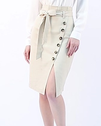 Allegra K Women's Asymmetrical Button Decor Front Split Belted Vintage Midi Pencil Skirt