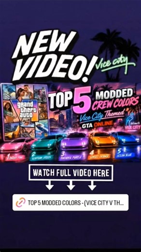 🎨 Top 5 Vice City Themed Modded Colors | GTA Online #shorts #gta #gta6