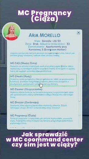Jak sprawdzić w MC command center czy sim jest w ciąży? #thesims4 #kana #gameplay #ts4 #thesims4pl