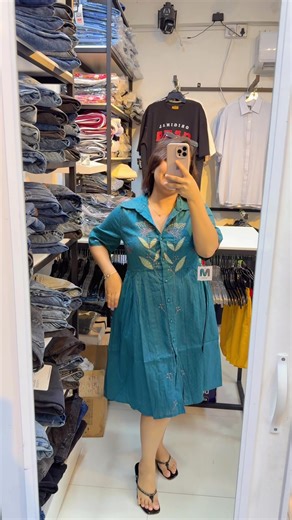 Teal Blossom Shirt Dress A soft and elegant teal button-down dress featuring delicate floral embroidery, a flattering flowy fit, and comfortable short sleeves — perfect for a classy everyday look. ✨ 𝐒𝐢𝐳𝐞: M L XL XXL Price: 8,500/- 𝐌𝐚𝐭𝐞𝐫𝐢𝐚𝐥: cotton material 𝐌𝐨𝐝𝐞𝐥 𝐢𝐬 𝐰𝐞𝐚𝐫𝐢𝐧𝐠: L size Indian mported 🇮🇳 Embroidered 🥰 📦 Ready to Ship – Limited Stock! 📲 To Order: Send us a message or call on Messenger 📞 WhatsApp: 0772086767 📍 Islandwide Delivery Available 📸 Actual prod