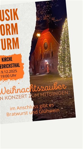 Kirchenkreis Oberes Havelland on Instagram: "Tipps zum #ViertenAdvent; 🎶 Musik vorm Turm – Weihnachtszauber zum Mitsingen 📍 Kirche Friedrichsthal, Freitag, 19.12.2025 | 🕖 19 Uhr Gemeinsames Singen, im Anschluss: Bratwurst & Glühwein 🎸 Bibel, Blues & Bier 📍 Klosterscheune Zehdenick, Freitag, 19.12.2025 | 🕖 19 Uhr (Einlass ab 18:30 Uhr) Zu Gast: Uwe Kollberg, Musik, Bibel, Gespräch und Begegnung 🎄 „Jede Weihnachtsmütze zählt!“ – Mitsingaktion 📍 Zehdenick, Samstag, 20.12.2025 | 🕚 11 Uhr Ge