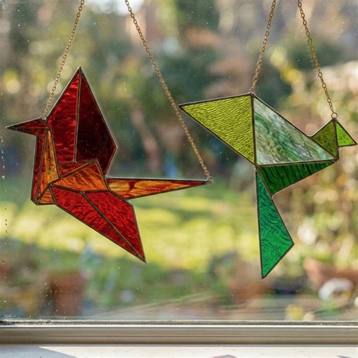 Origami Birds Stained Glass Pattern PDF, Geometric Bird Suncatcher Template for Beginners, Modern Glass Art Template, Digital Download SVG - Etsy UK