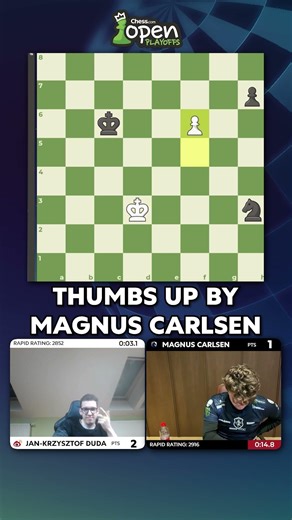 Thumbs up from Magnus after tablet time trouble 👍