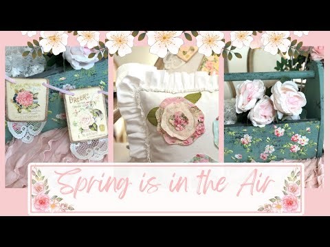 Shabby Chic Spring Crafts • IOD Paint Inlays • Raw Edge Appliqué Ruffled Pillow