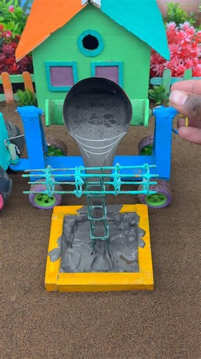 Satisfying Cement Pillar Build 😍 Mini Construction#shorts#youtubeshorts