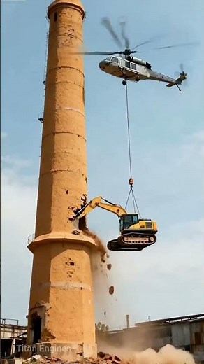Insane! Helicopter Helping Crane Lift Heavy Load #crane