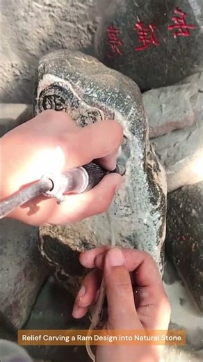 Relief Carving a Ram Design into Natural Stone