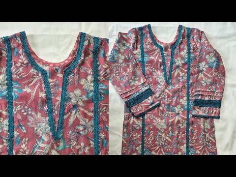 Beautiful neck design with lace cutting and stitching/ Simple neck design cutting and stitching