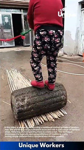 Traditional Bamboo Mat Making: Process Of Rolling and Flattening