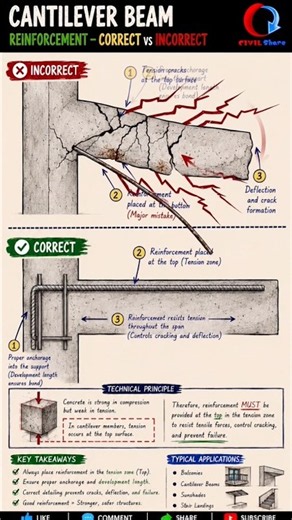 Cantilever Beam Reinforcement Explained! Correct vs Wrong Rebar Placement Every Civil guy Must Know