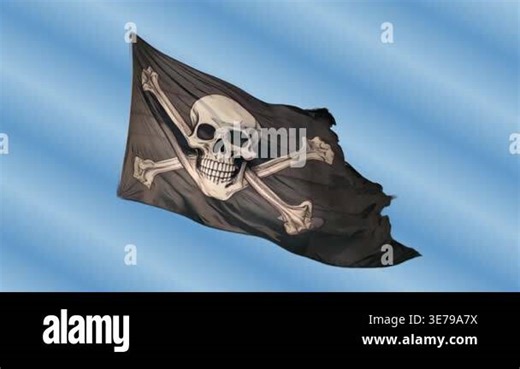 the national flag of pirates flutter in the Wind in the sky Stock Video Footage - Alamy