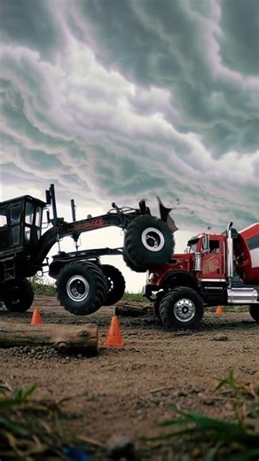 Epic RC Grader Lifts Heavy Cement Truck! ⚡️ Storm Stunt!
