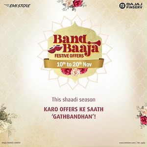 1.6K views · 64 reactions | Let the celebrations begin!! This wedding season, enjoy the biggest offers and adorn your home with the best products. Shop on the #EMIStore and get a cashback voucher of up to Rs. 3,000 and an additional cashback gift voucher of up to 30%. Visit: https://bit.ly/3qHjOw8 #BajajFinserv #BajajFinance #WeddingSeason #BandBaaja #Cashback #EMIStore #Offers | Bajaj Finserv | Facebook
