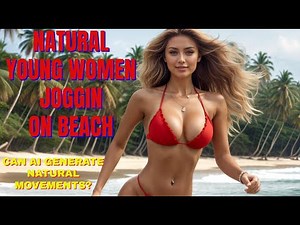 NATURAL WOMEN OVER 30 JOGGING ON BEACH--NATURAL MOTION