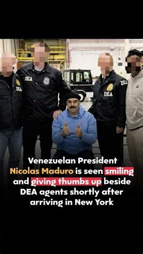 Venezuelan President Nicolás Maduro Smiles and Gives Thumbs Up Beside DEA Agents in New York