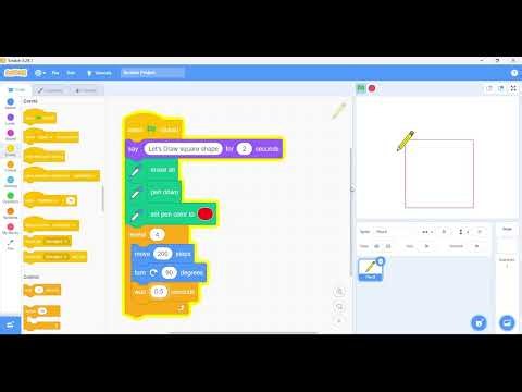 How to Draw a Square in Scratch | Scratch Programming Tutorial for Beginners