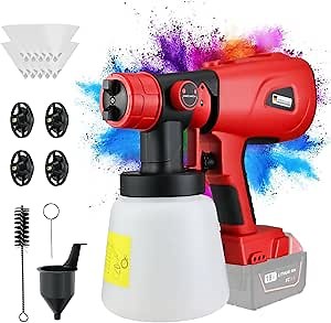 Cordless Paint Sprayer,HVLP Brushless Spray Gun with 4 Nozzles, for Milwaukee M18 18V/20V Max Battery, for Garden Irrigation, House Painting, Furniture,Cabinets, DIY Work