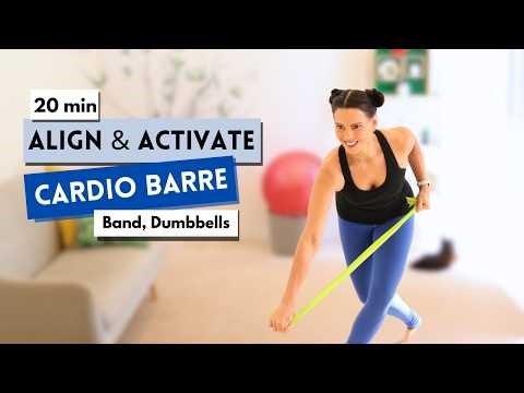 19 min Cardio Barre Workout | Full Body Burn | Day 14 Align and Activate Challenge | Dumbbells, Band