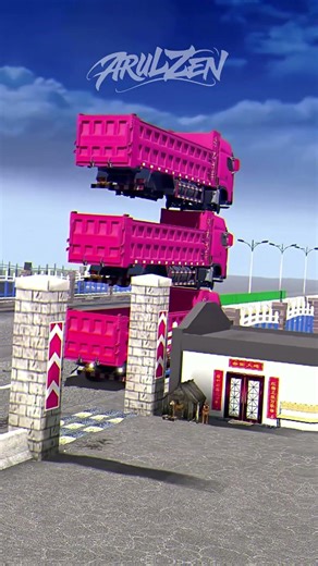 Extreme triple truck stack driving through off-road terrain #arulzen #mudrunner