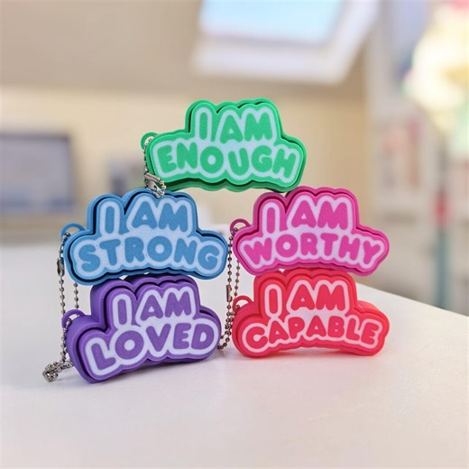 Affirmation Fidget Clicker & Flat Keychain STL File Commercial Use - Etsy