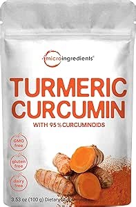 Micro Ingredients Turmeric Curcumin Powder, 100 Grams, Non-GMO, India Origin and Vegan Friendly
