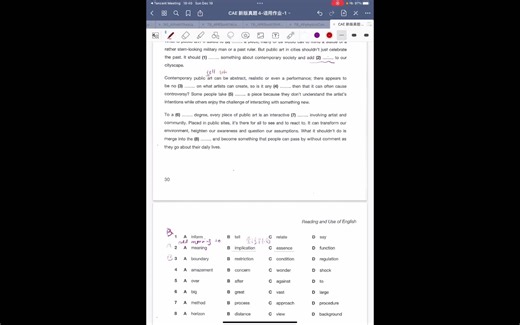 CAE真题4阅读Part1及语用Part2-4习题讲解