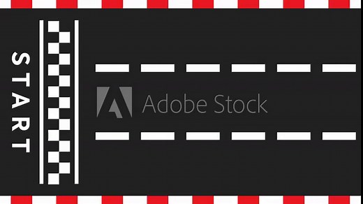 Start to Finish Race Track from Top View, Three Lane Moving Road Animation, 2D Horizontal Race Road Animation for Games, Music, Videos, Race Road Animation