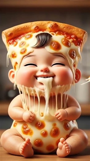 "AI Baby Eating Pizza 🍕 – Super Cute Animation!"