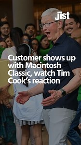 110K views · 1.6K reactions | Apple CEO Tim Cook inaugurated the first-ever Apple store in India - Apple BKC in Mumbai on 18th April and the excitement was unreal. What caught his attention was a loyal customer who brought the 1984 Macintosh Classic Machine with him and the CEO’s reaction is priceless! #apple #appleindia #india #applestore #applebkc #mumbai #timcook #macintosh #computer #viral | Jist | Facebook