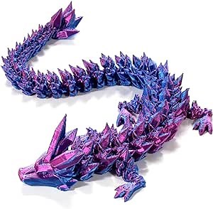 KXC 3D Printed Dragon，Dragon Toys，3D Printed Dragon with Dragon Inside Fidget Toys for Adults, Fidget Dragon，Dragon Fidget Toy，3D Printed Articulated Dragon.(Laser Purple)
