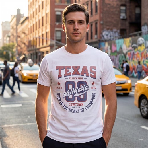 Texas Varsity Athletic T-shirt, Vintage College Sports Tee, Cowtown Pride Graphic Shirt, Retro University Style Top, Unisex American Apparel - Etsy