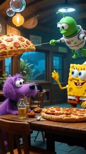 SpongeBob vs Flying Pizza Alien – Hilarious Underwater Chaos!