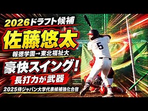 【２０２６ドラフト候補】佐藤悠太（報徳学園→東北福祉大）フリー打撃！「豪快なスイングから放たれる長打力が武器」【２０２５侍ジャパン大学代表候補強化合宿＠坊ちゃんスタジアム】