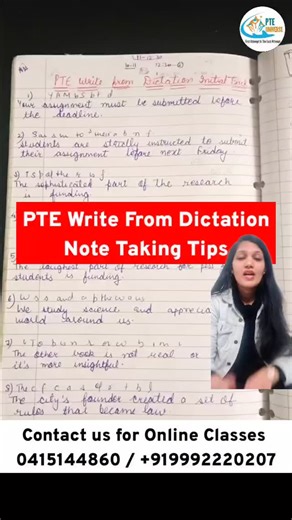 PTE UNIVERSE | EXPERT COACHING on Instagram: "PTE Write From Dictation Note-Taking Tips 🔥 Score 79+ | PTE Writing Tips Struggling with PTE Write From Dictation? These smart note-taking tips help you catch keywords accurately and write error-free sentences in the exam ✍️ ✅ Proven note-taking technique ✅ Improve spelling & word order ✅ Avoid common WFD mistakes ✅ Perfect for beginners & repeat test takers ✅ Based on real PTE exam patterns 🎯 Right notes = BIG score boost 📩 DM “WFD” for full Writ