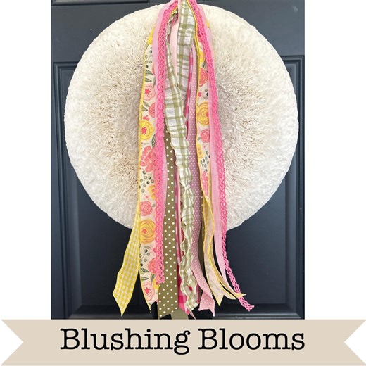 Blushing Blooms Ribbon Bundle | Yellow Pink Sage Green | Vintage Charm | Ribbon Clip | Everyday Wreath Decor - Etsy