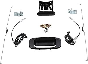 Brock Replacement Tailgate Handle Kit with Latches Bezel Cables Rods & Bed Side Hinges Compatible with 1999-2006 Silverado Sierra Fleetside Style 2007 Classic Fleetside Pickup Truck