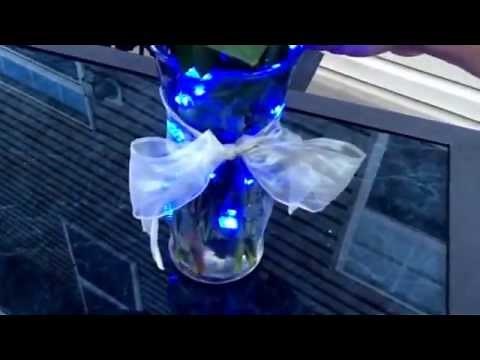 DIY flower vase with submersible LED lights.