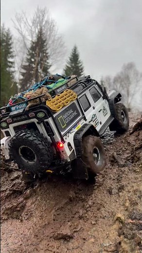 Traxxas TRX4 slow and steady does it! Mud crawling unlocked diffs.