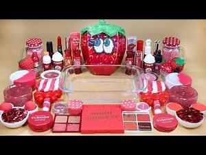 Mixing "RED"Makeup,More Stuff &REDSlime Into slime!Most Satisfying Slime Video.