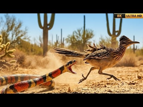 Fatal Survival Clash: Roadrunner vs Coral Snake!