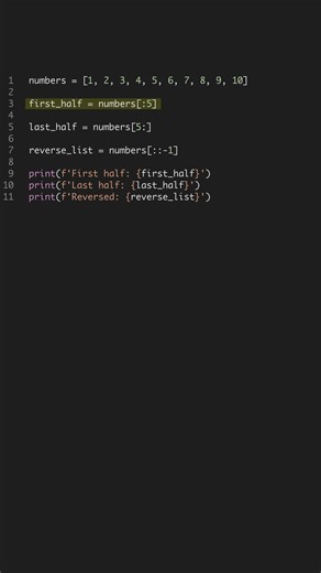 Slice Lists Like a Pro - Python Tips #shorts